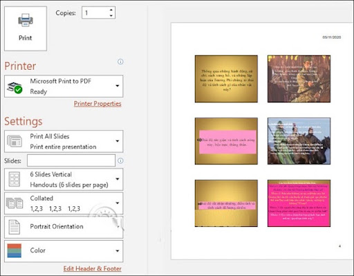 Cách in nhiều trang slide PowerPoint trên một trang giấy